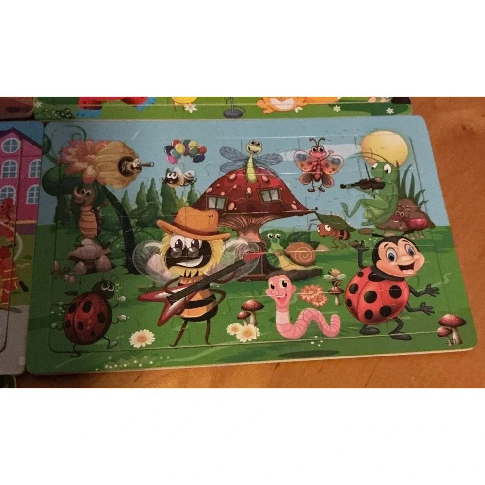 Lot Of 10 Wooden 30 Piece Puzzles For Toddlers & Young Children